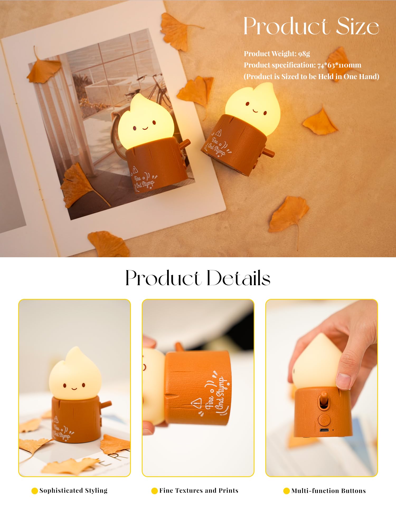 BANDIANCY portable night light; USB rechargeable for indoor or outdoor use.