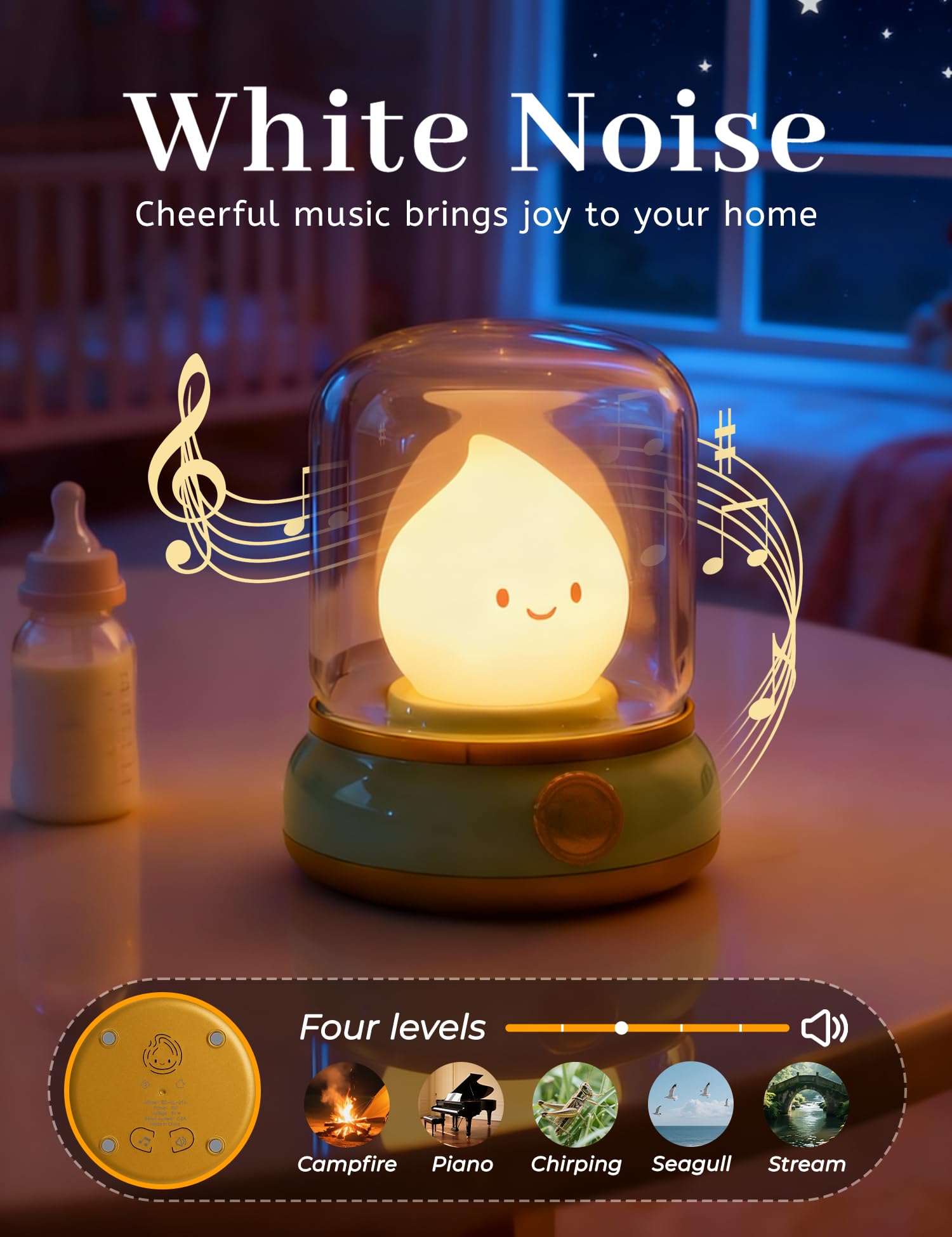 BANDIANCY Smiley Lamp USB C rechargeable for easy charging anywhere.