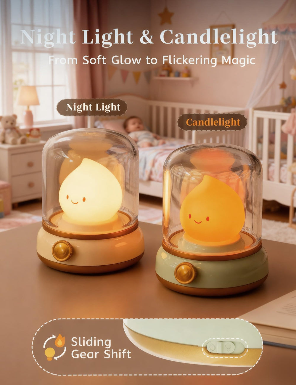 BANDIANCY Smiley night light in nursery creates a gentle, comforting atmosphere for babies.