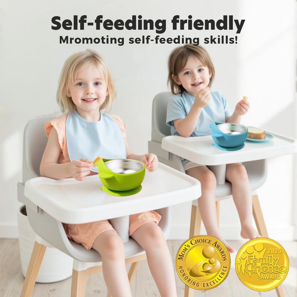 Bantroplis bear-ear handles and bright colors encourage independent self-feeding.