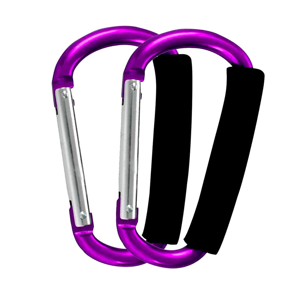 BanYakong 2-pack stroller hooks securely hold multiple bags on a stroller