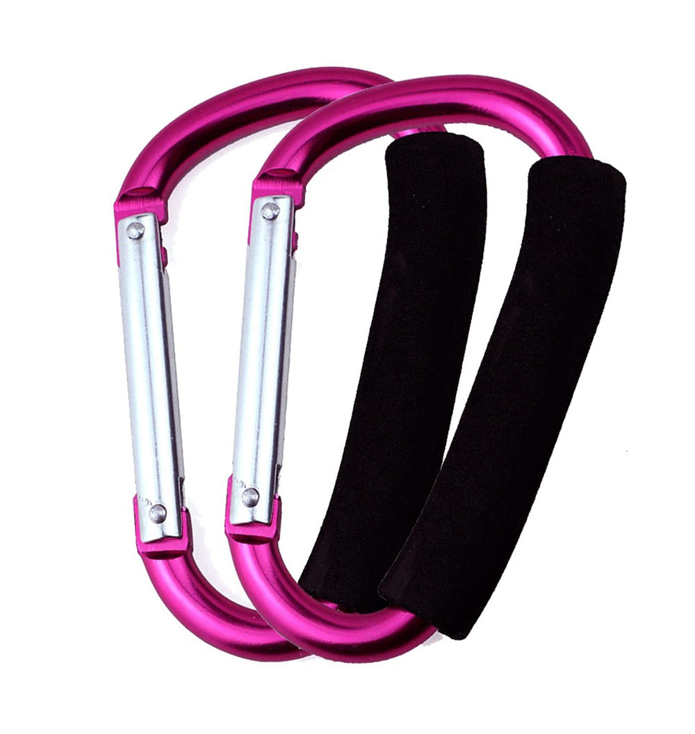 BanYakong Stroller Hooks rose red 2-pack attached to stroller handle for extra storage