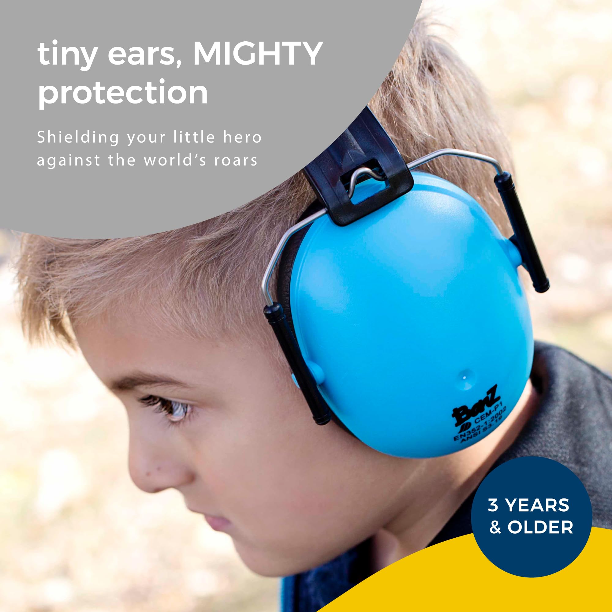 BANZ Baby Earmuffs side view; comfortable fit for long wear.