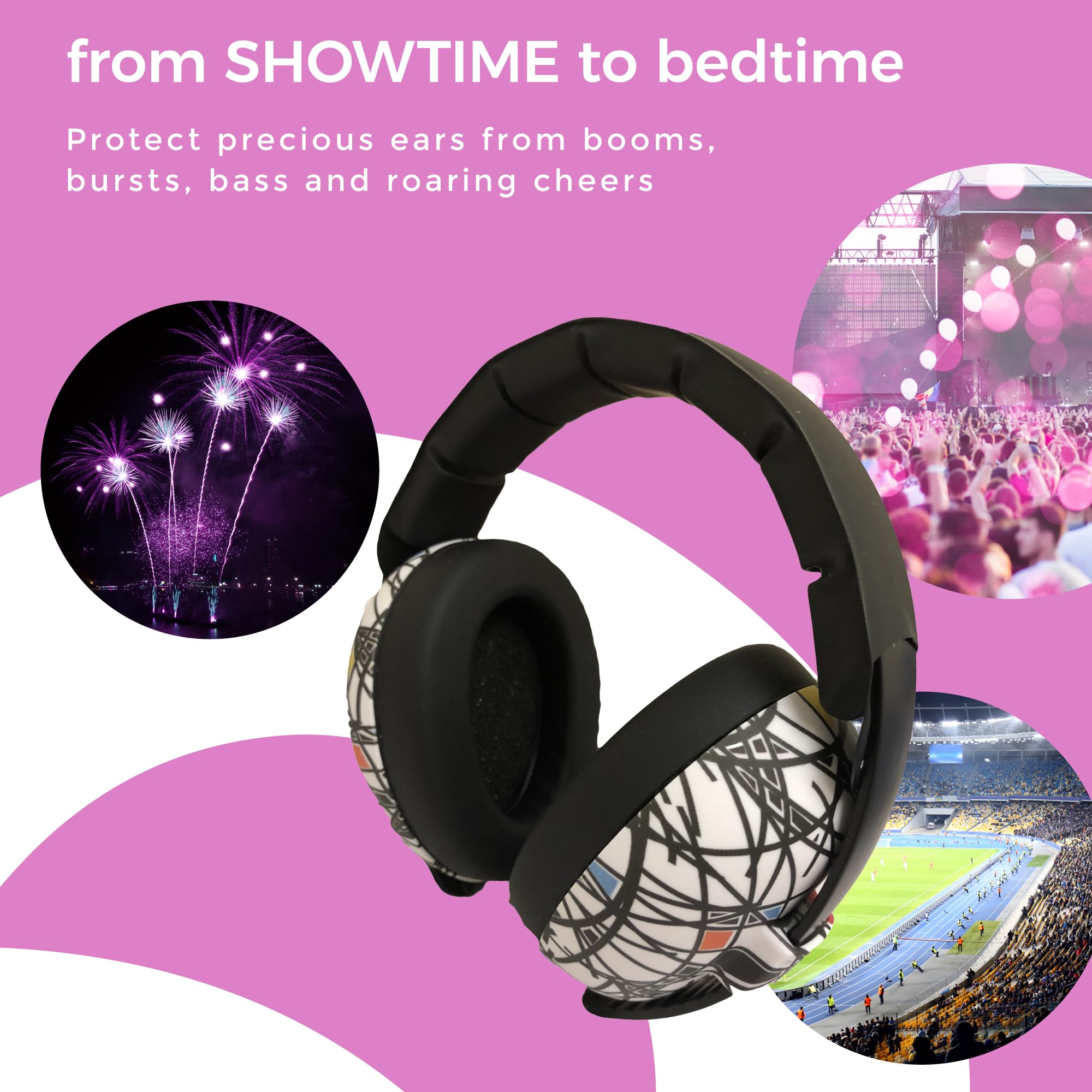 BANZ Baby Earmuffs UV-guard shell adds outdoor safety.