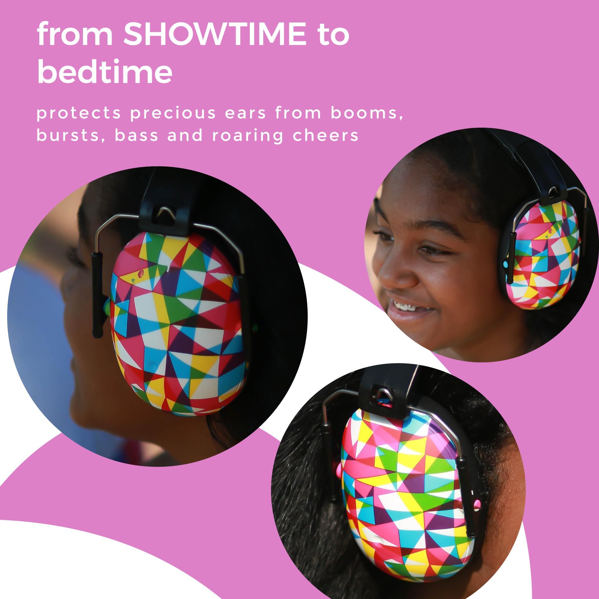BANZ Kidz Earmuffs Prism closed-shell design reduces loud noise while keeping ambient sound.