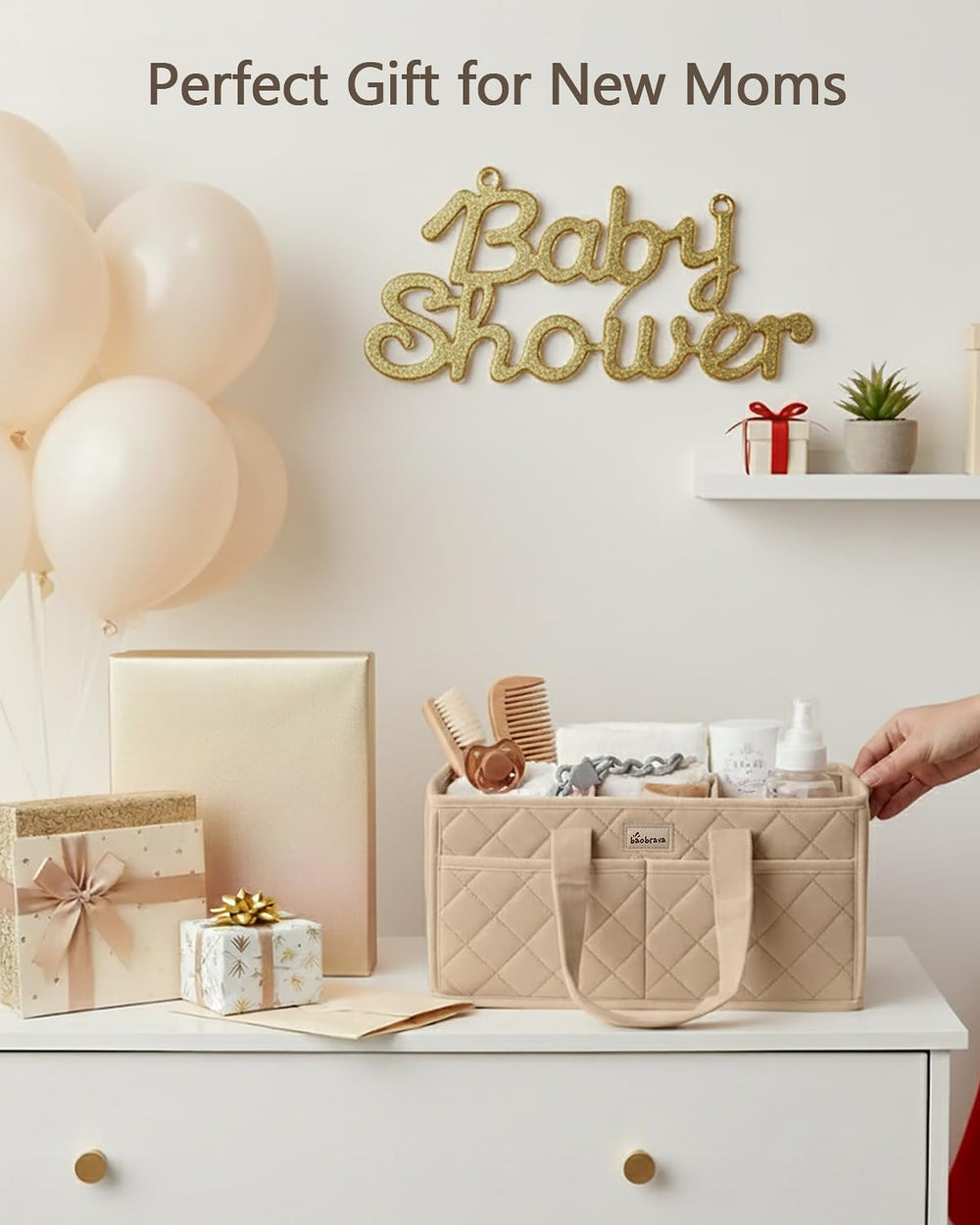 Baobrava baby changing basket doubles as a tidy nursery organizer