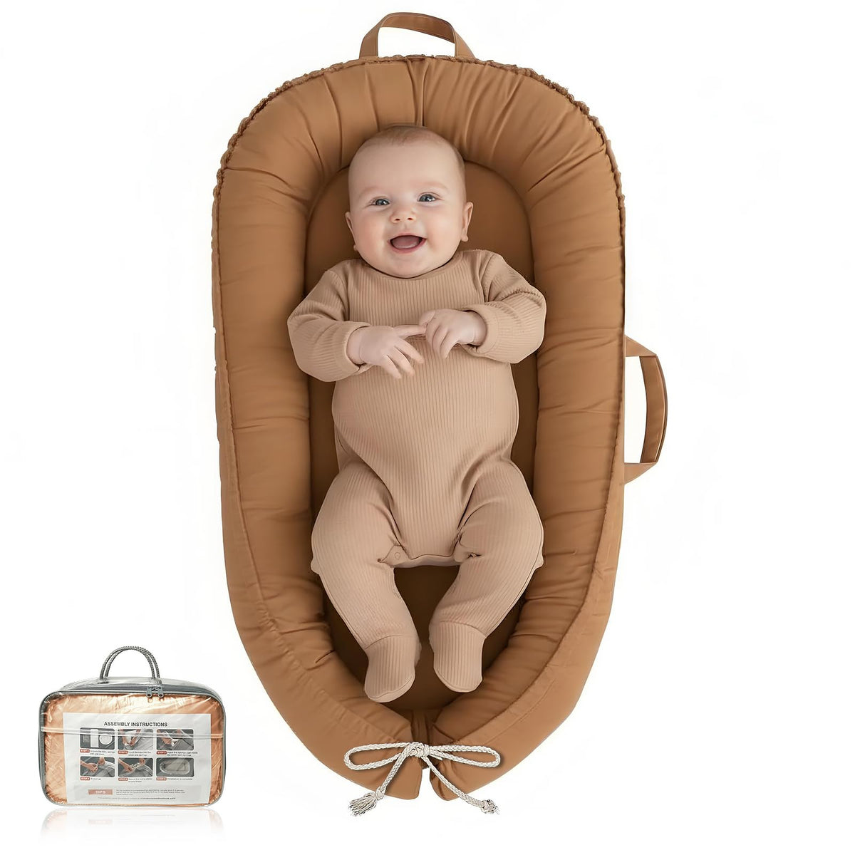 Baobrava baby lounger cover with zipper for easy removal and cleaning.