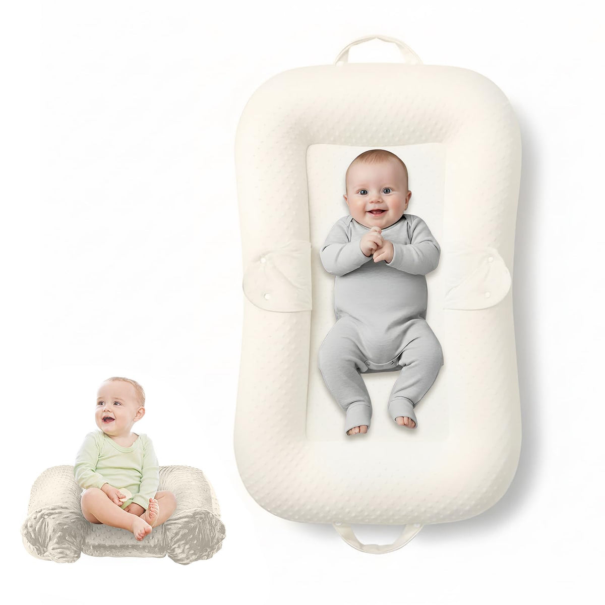 Baobrava baby lounger folded for travel portability