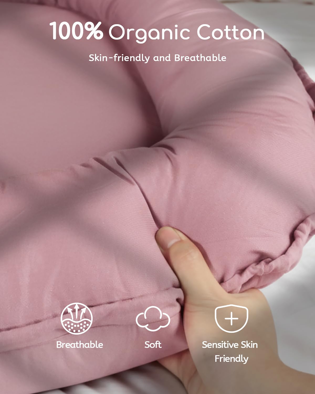 Baobrava baby lounger mat 3D filling – breathable comfort during tummy time.