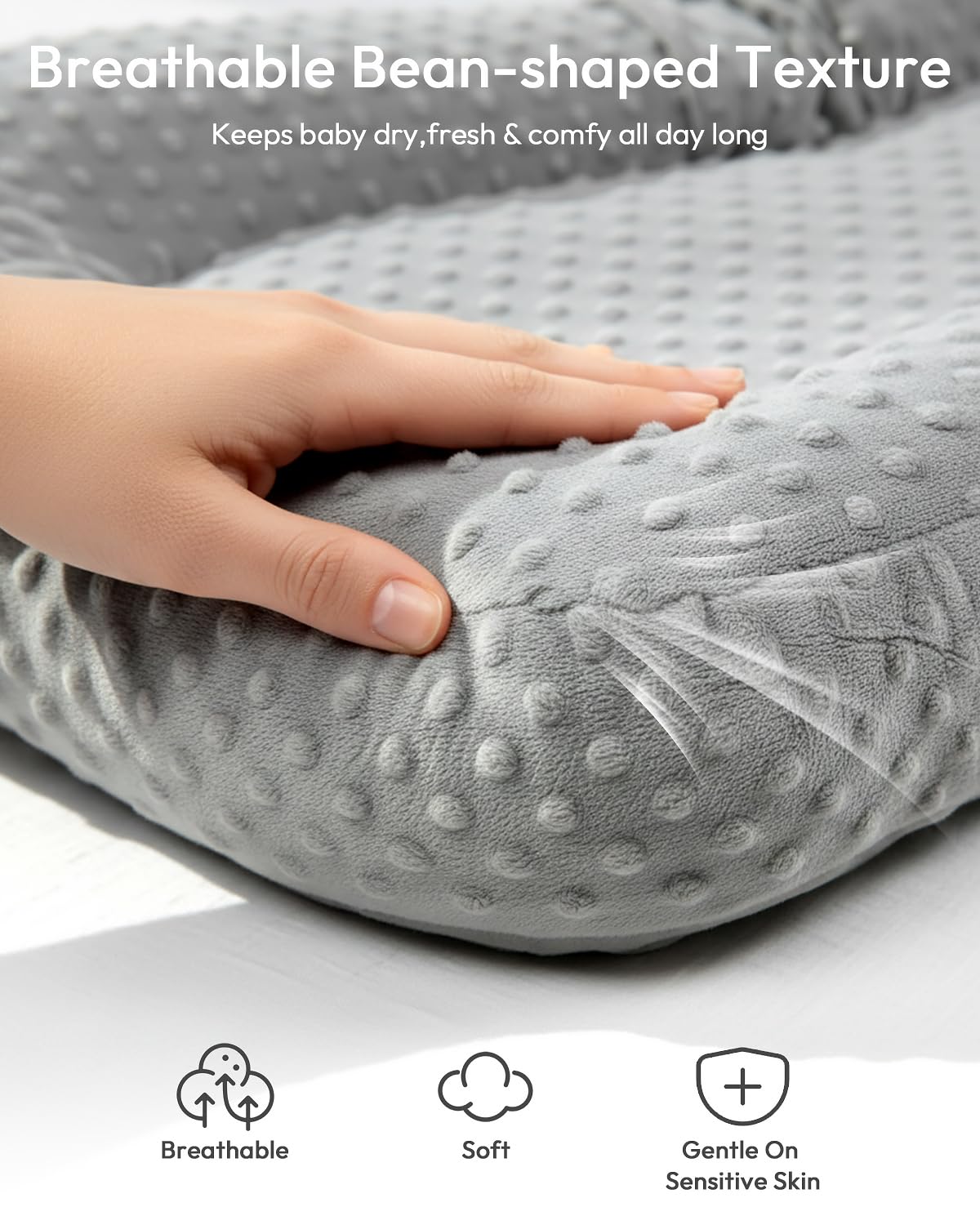 Baobrava Baby Lounger Pillow weighs 4.1 lbs for easy moving.