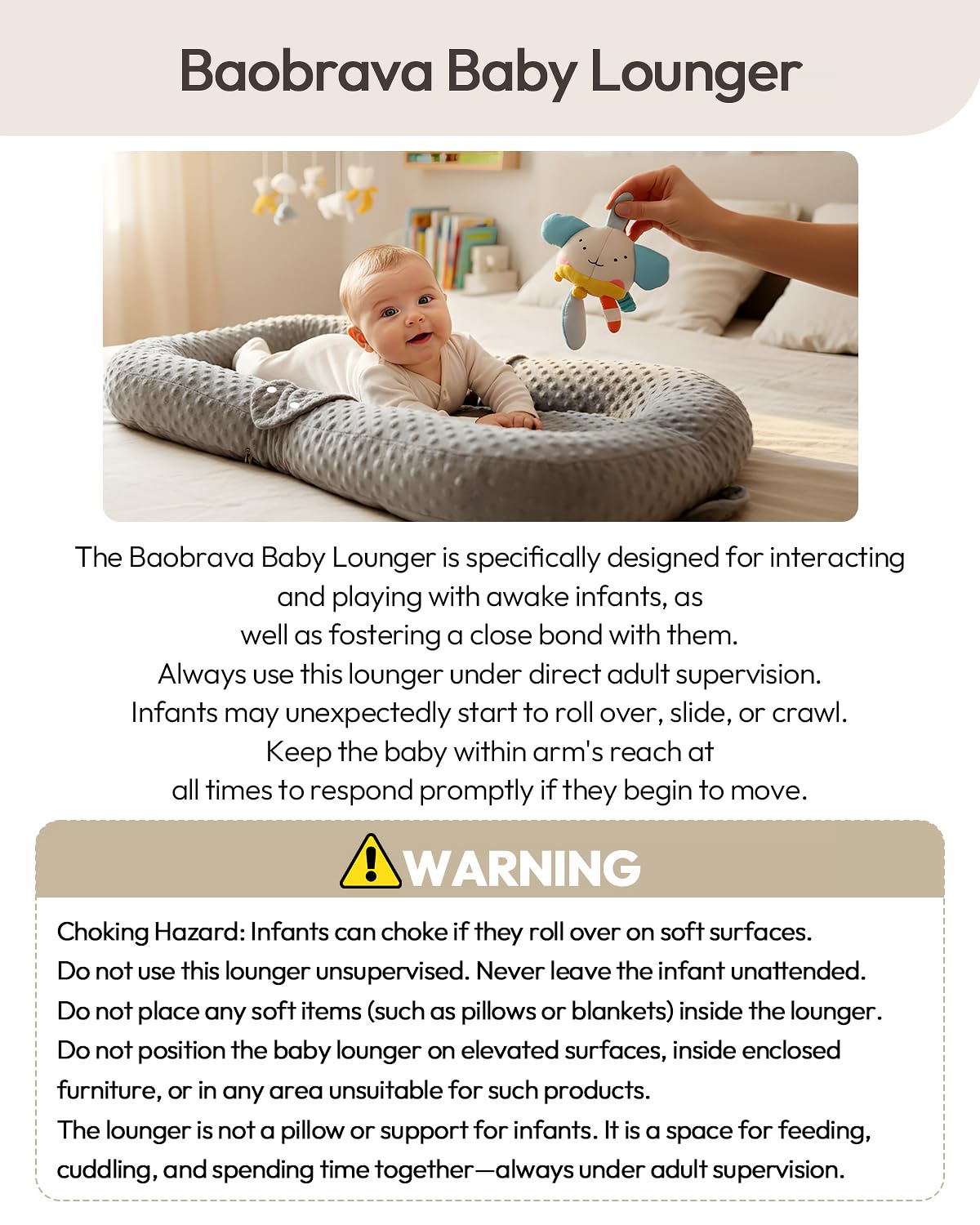 Baobrava Lounger cover is machine-washable for quick cleaning.
