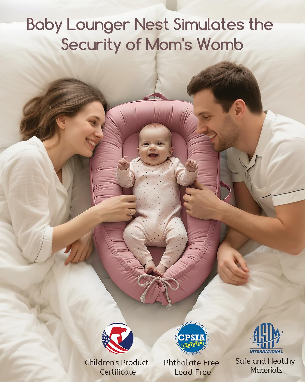 Baobrava baby lounger portable handles – easy to move around the home.