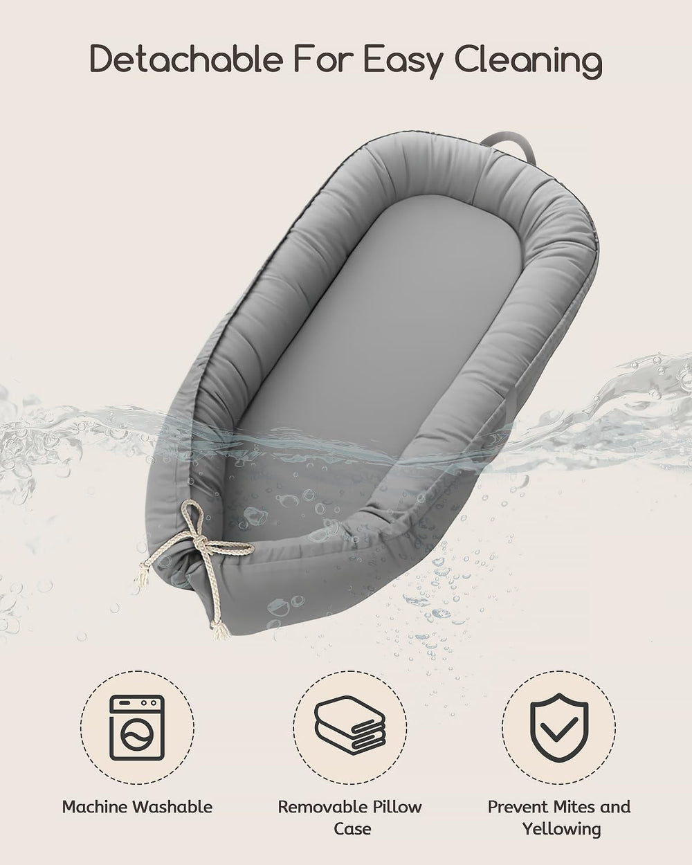Baobrava lounger with two-way zipper for quick setup and washing.