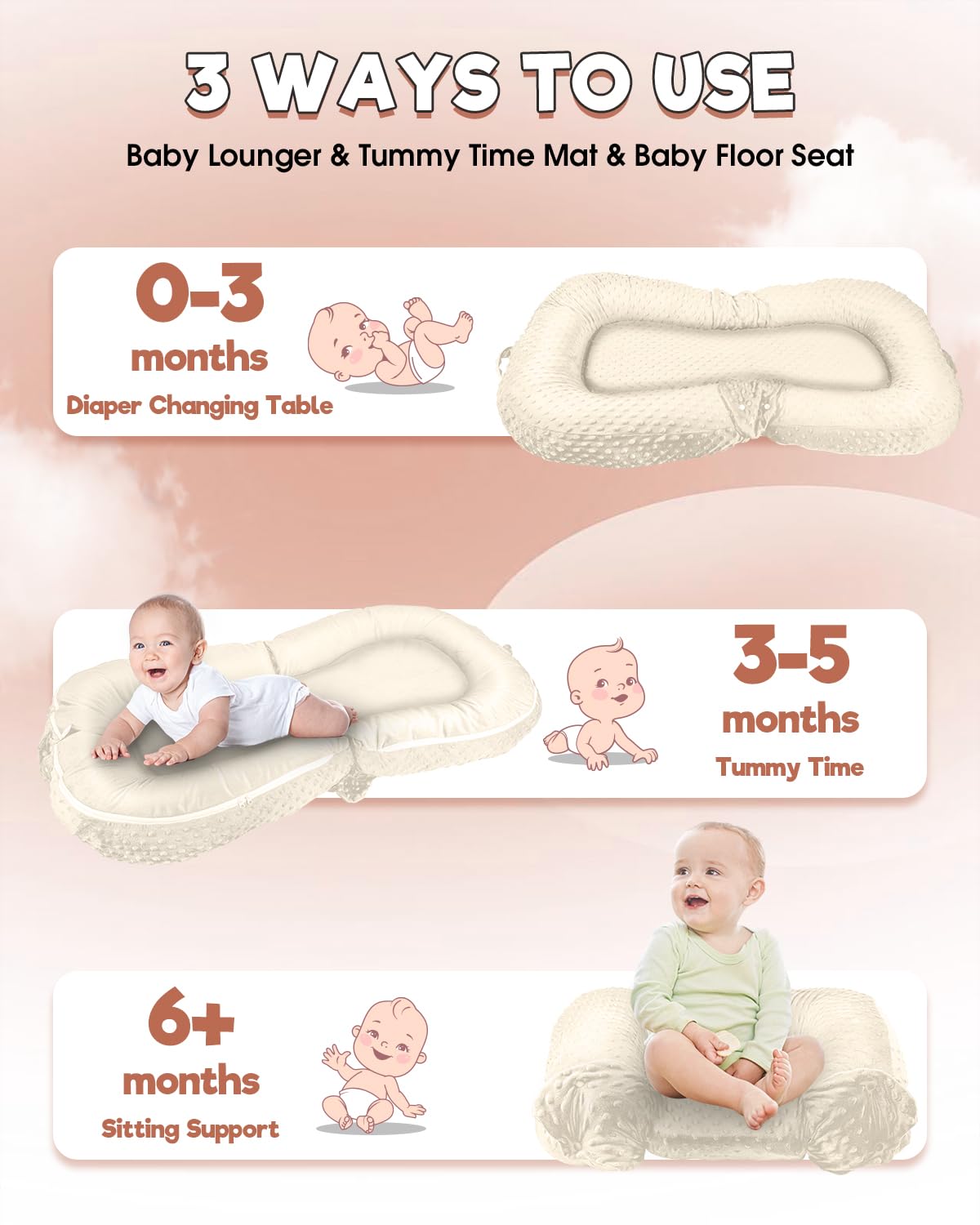 Baobrava baby lounger with handles for easy transport