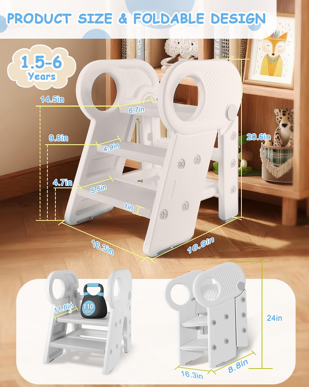Baobrava stool ideal for bathroom sink use and potty training routines.
