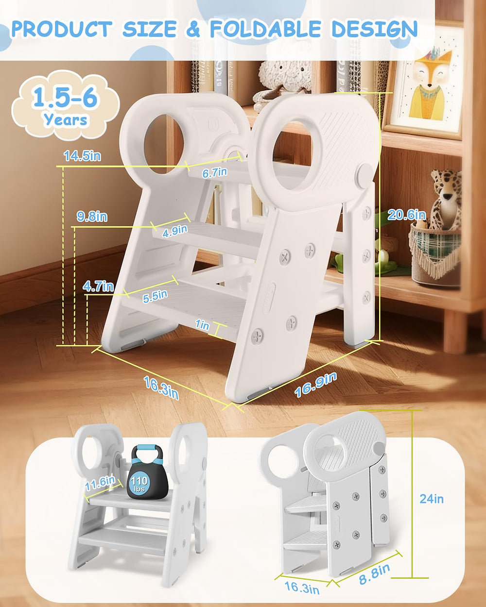 Baobrava stool ideal for bathroom sink use and potty training routines.