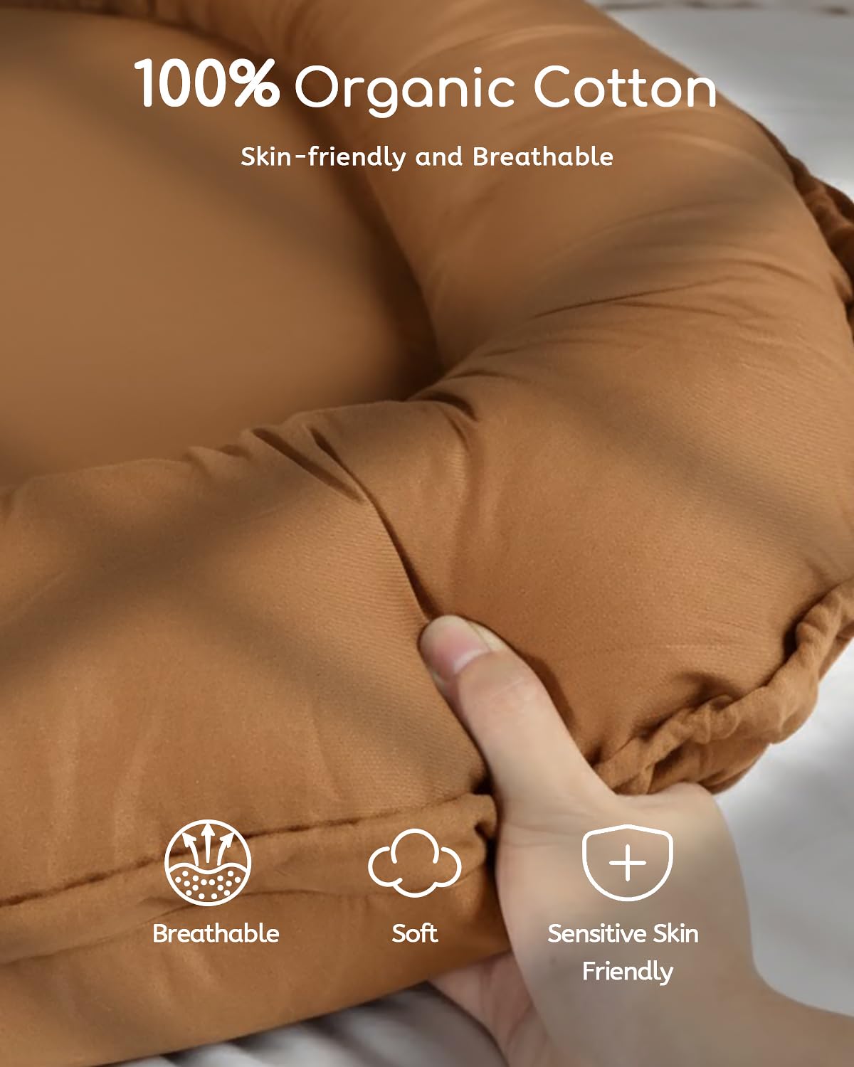 Baobrava breathable cotton cover keeps baby comfortable during rest.