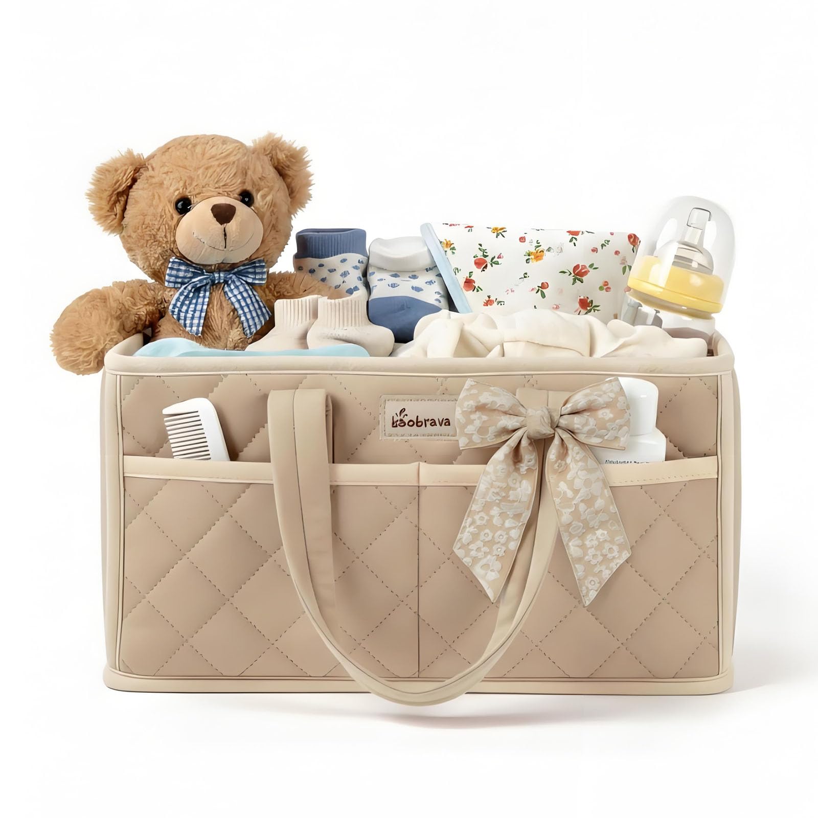 Baobrava Dutch velvet diaper caddy ready for stylish nursery organization