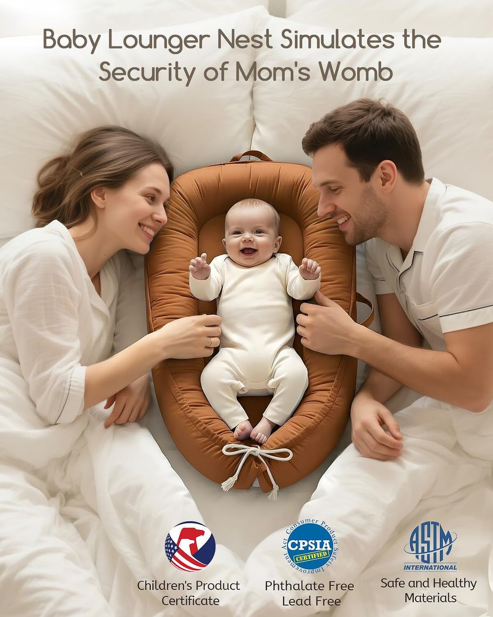 Baobrava infant lounger bumper with soft foam for gentle support.