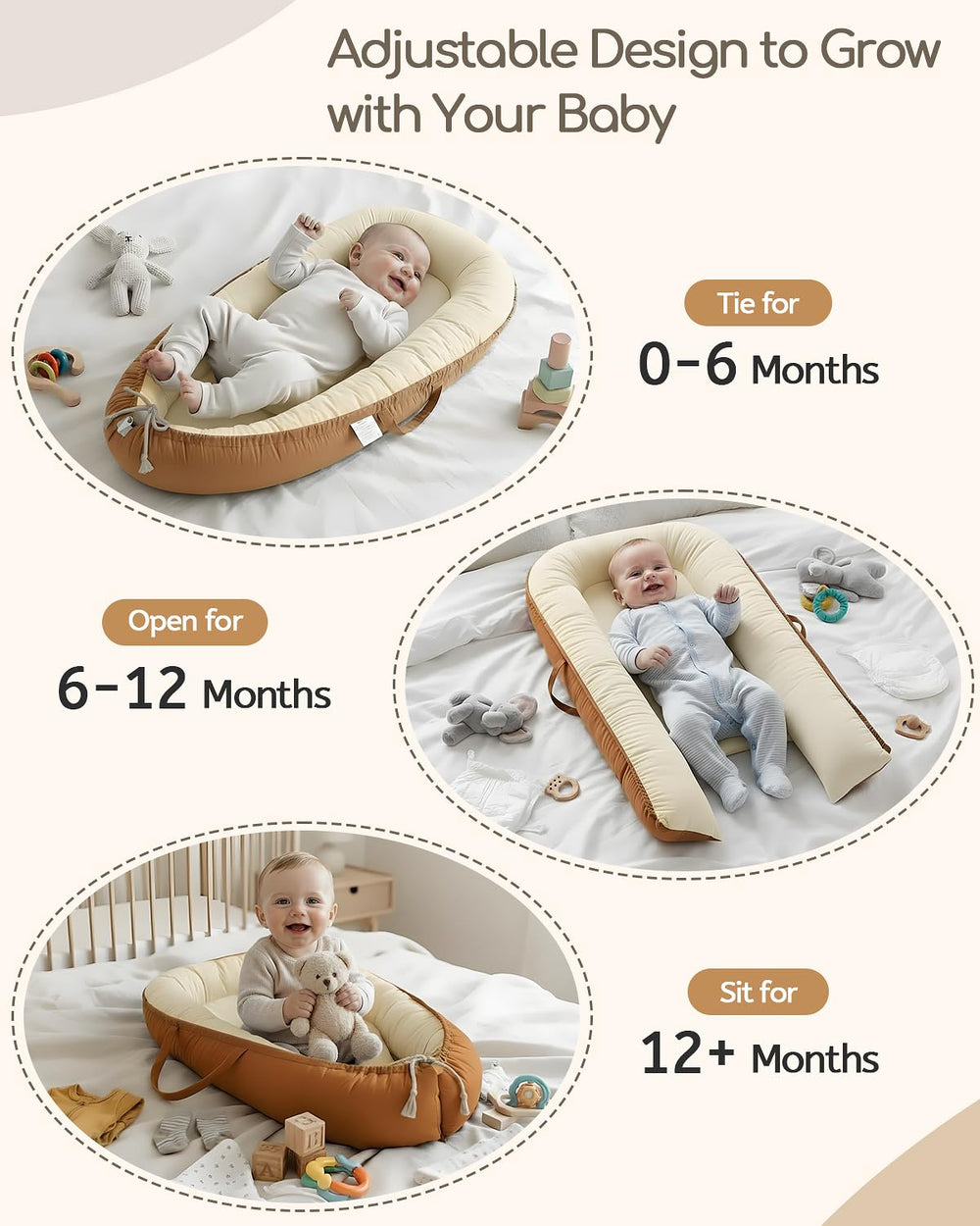 Baobrava infant nest showcases womb-like design for a comforting, snug environment.