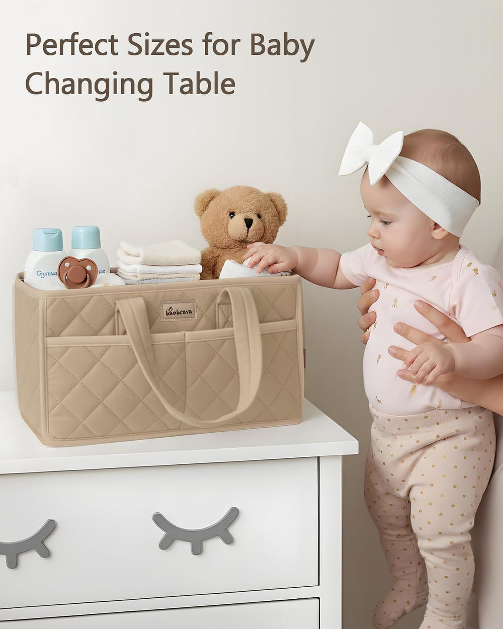 Baobrava nursery organizer fits changing table and living room storage