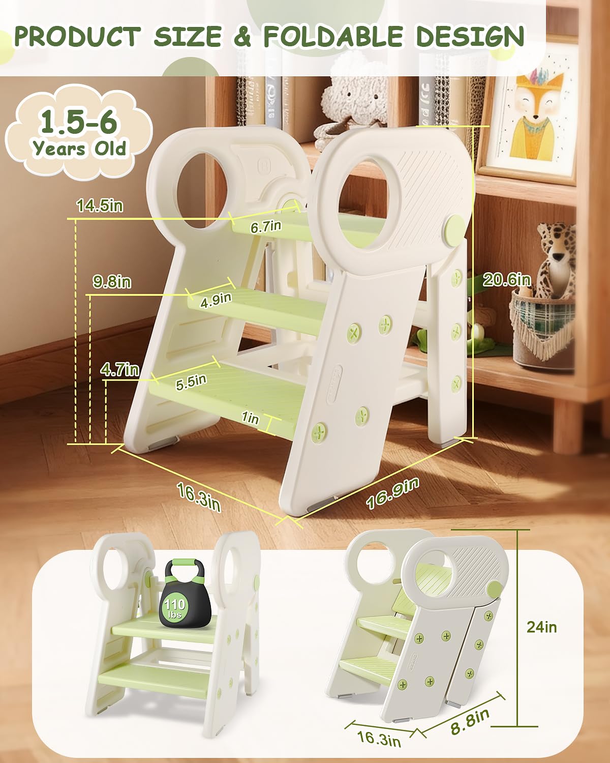 Baobrava stool suitable for kitchen, potty, bathroom, and beyond, wherever kids need extra reach.