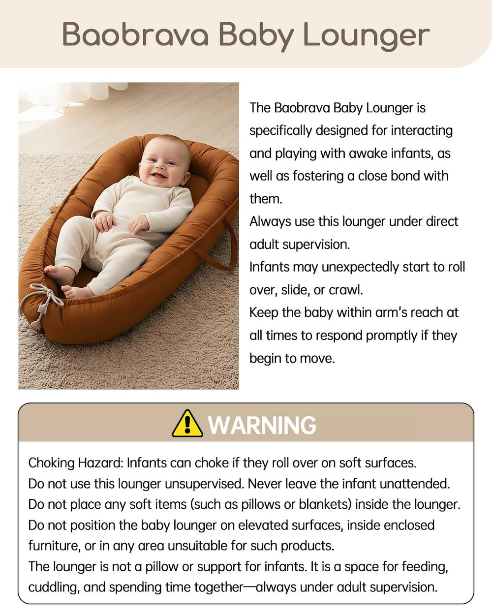 Baobrava cover is machine washable for quick cleanup.