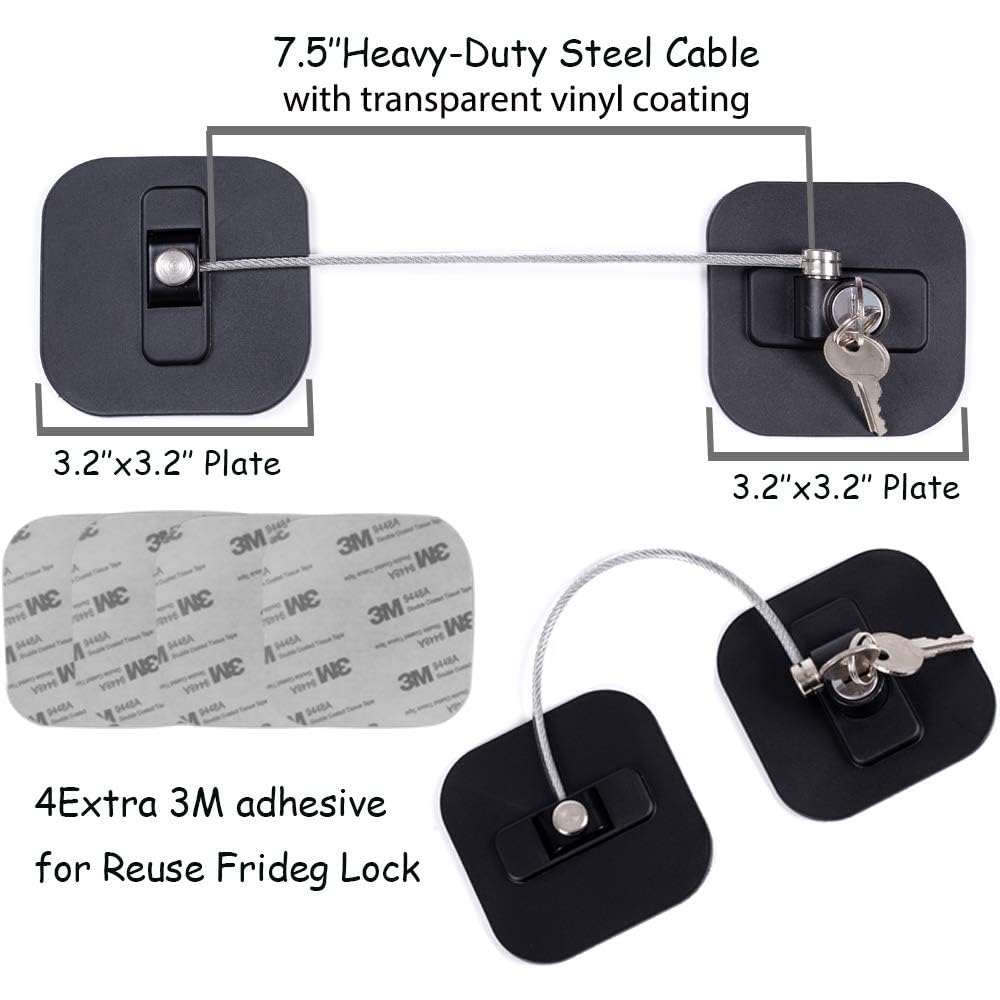 BAOWEIJD fridge lock with large adhesive pads for strong mounting