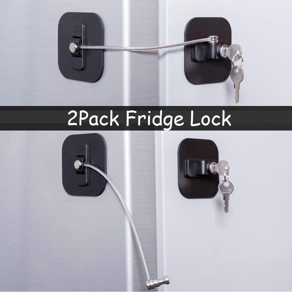 BAOWEIJD fridge lock includes 4 keys for simple one-handed access