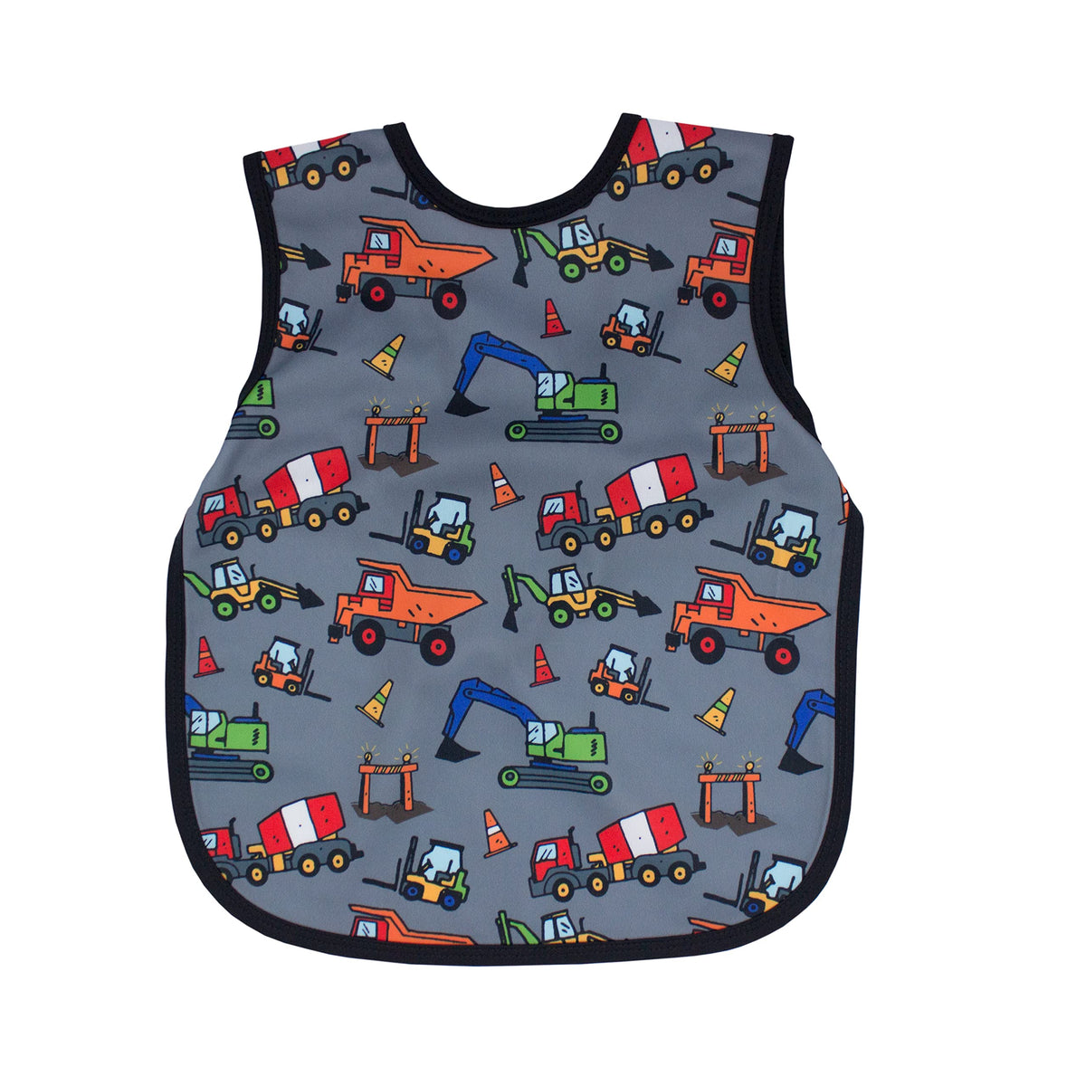 BapronBaby Construction Zone no-neck-tie bapron for safer mealtimes