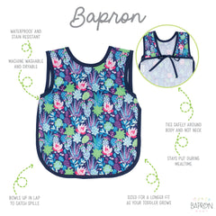 Close-up of waterproof fabric on BapronBaby Desert Floral Bapron