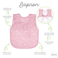 BapronBaby dino-friends-blush-waterproof-layer closeup shows durable, quick-drying fabric.