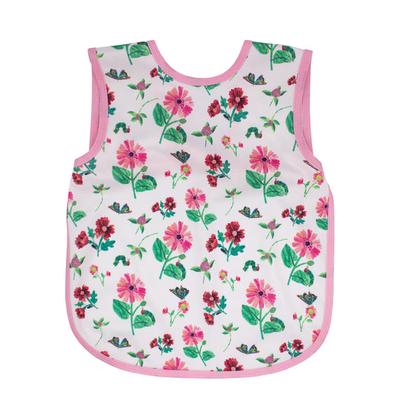 BapronBaby Eric Carle pink floral caterpillar bapron for mess-free feeding.