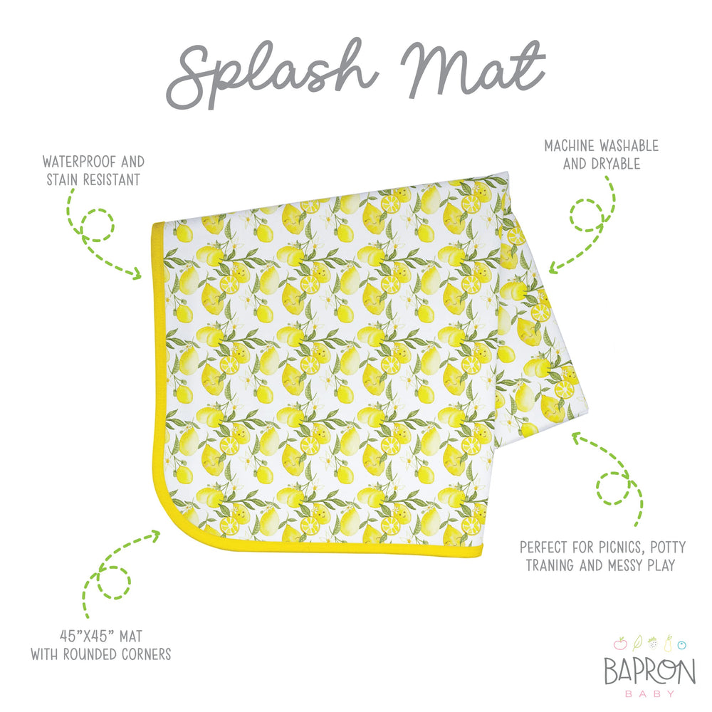 BapronBaby Fresh Lemon Splash Mat 45x45 displayed flat for high chairs