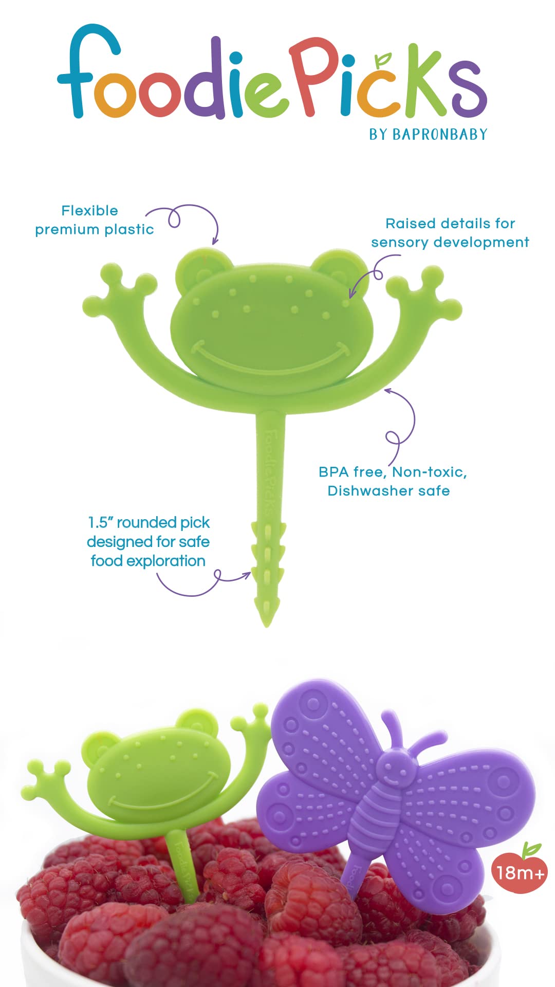 BapronBaby Garden Foodie Picks butterfly close-up showing inviting design for self-feeding