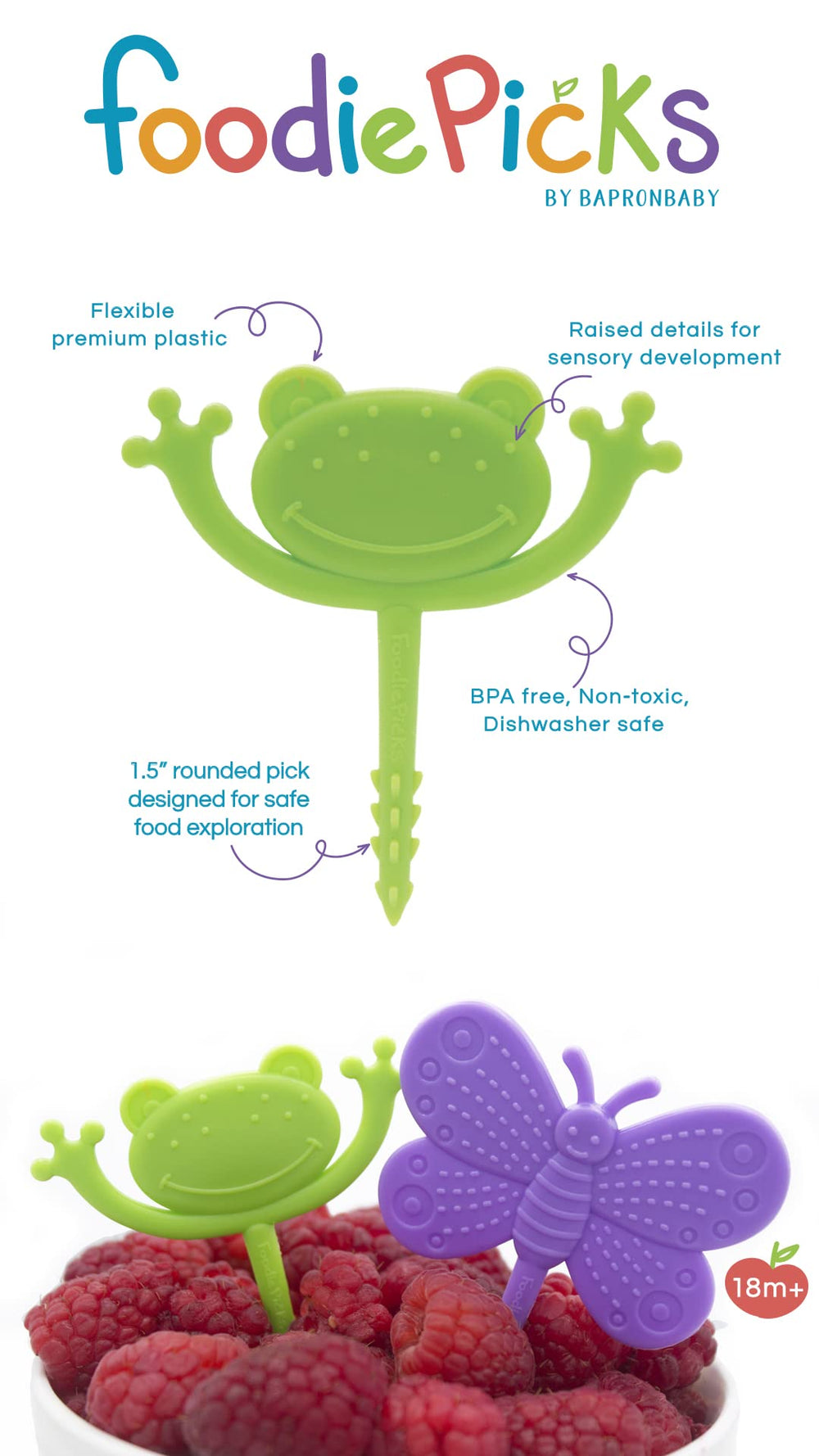 BapronBaby Garden Foodie Picks butterfly close-up showing inviting design for self-feeding