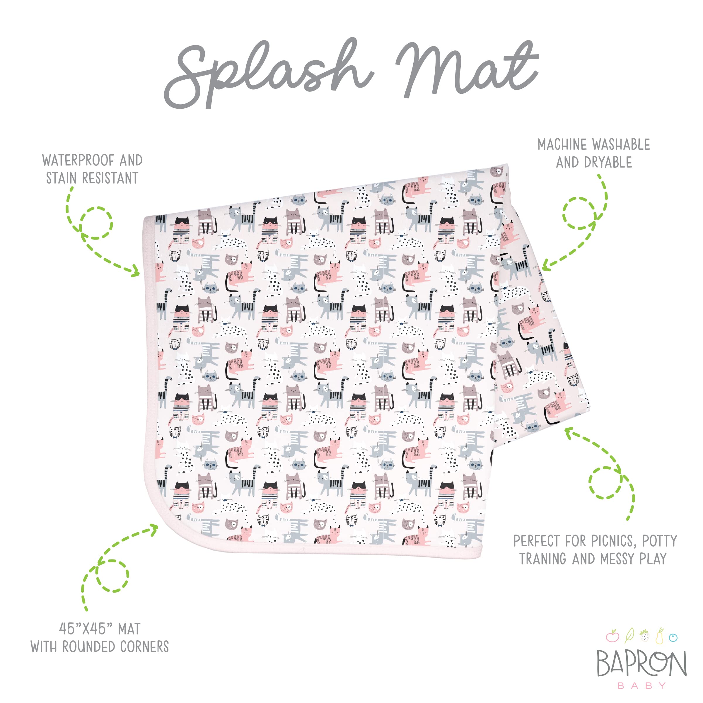 BapronBaby Kitty Splash Mat folded for travel and easy packing