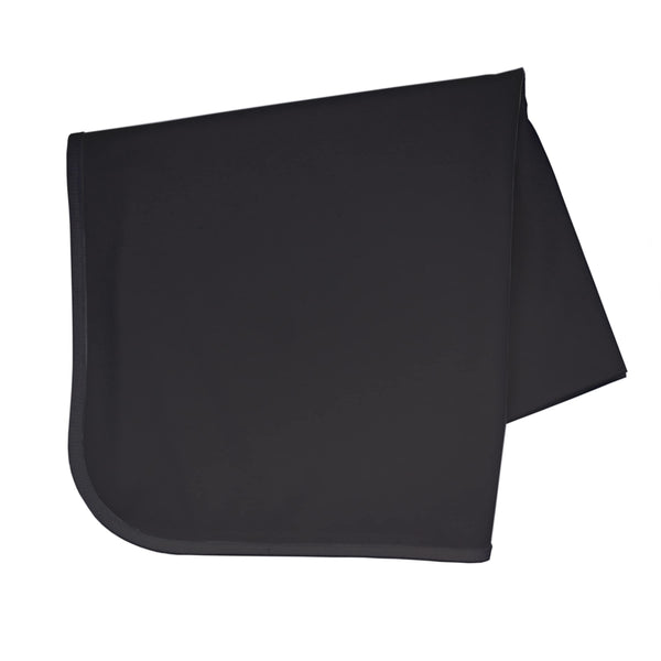 BapronBaby Minimalist Black Splash Mat under high chair protects floors from spills.