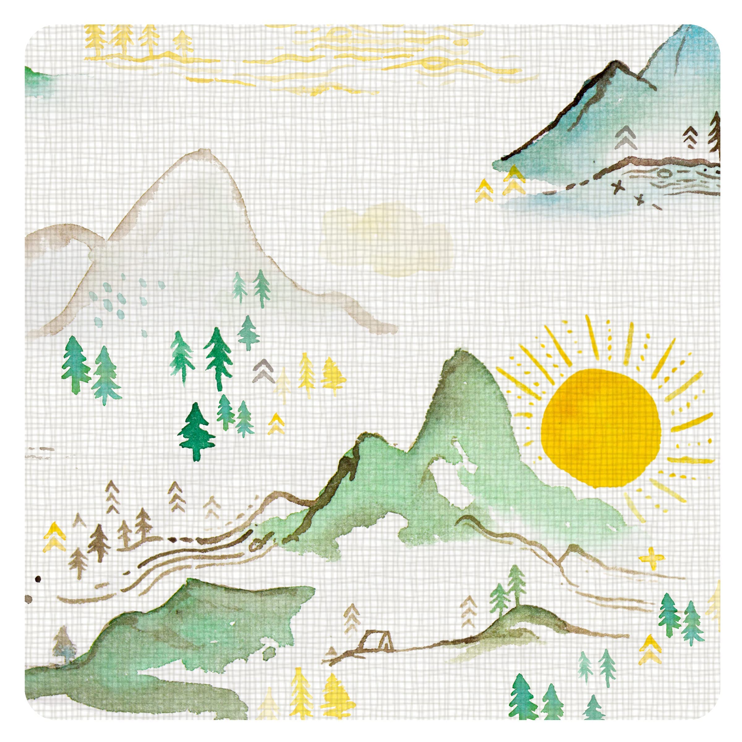 BapronBaby Mountain Mist Bapron fabric is stain-resistant for busy meals.