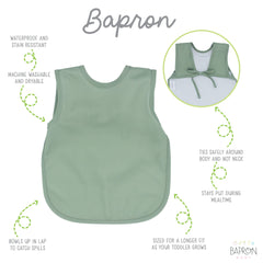BapronBaby Pocket-less design provides safer neck area with reduced irritation.
