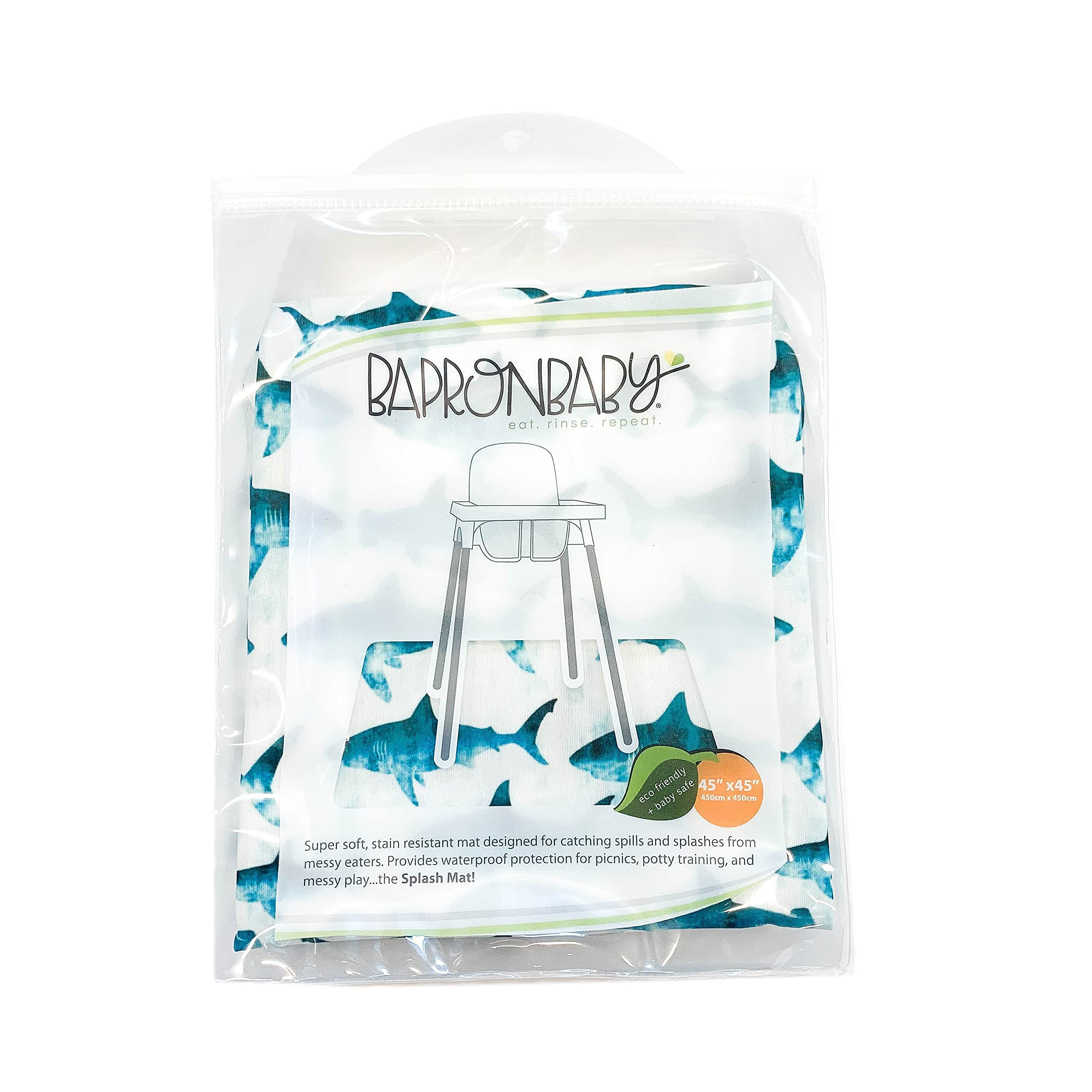 BapronBaby portable splash mat folded for travel and dining out.