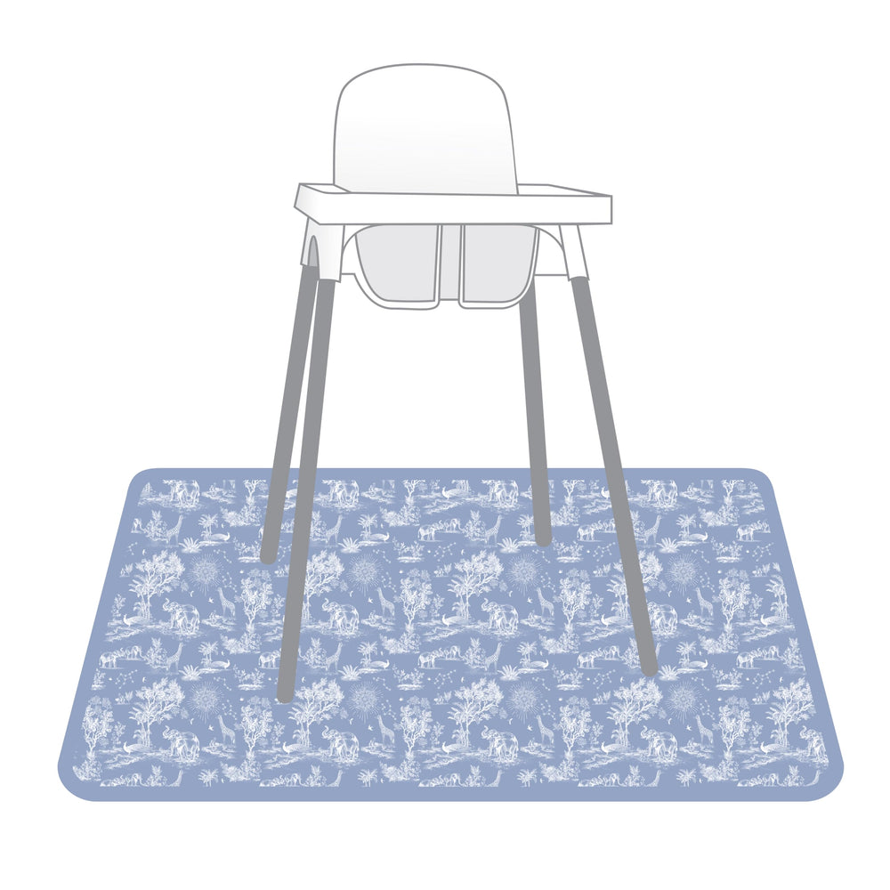 BapronBaby Savanna Blue Splash Mat in crafts area catches splashes during activities.