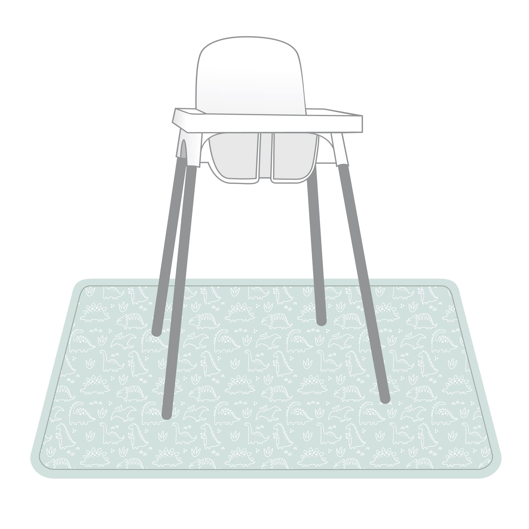 BapronBaby under-highchair protector with dino design shields tables from messes.