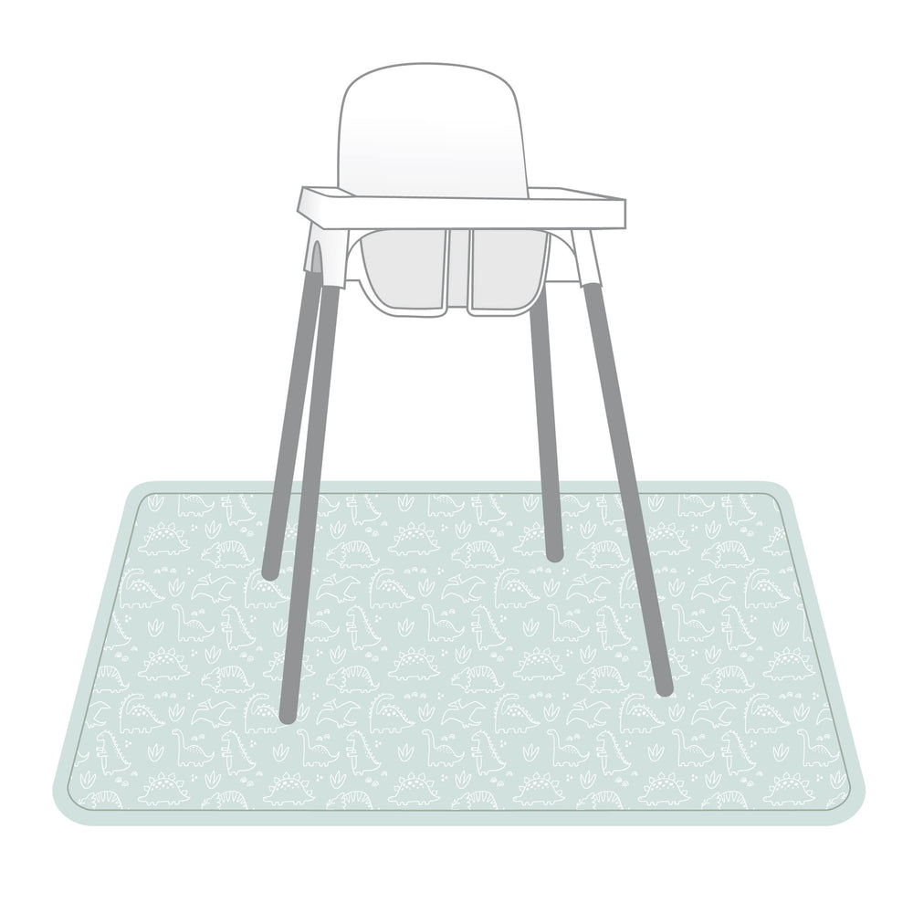 BapronBaby under-highchair protector with dino design shields tables from messes.