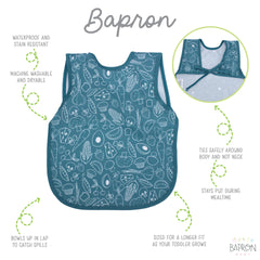 BapronBaby waterproof soft fabric bib provides full coverage