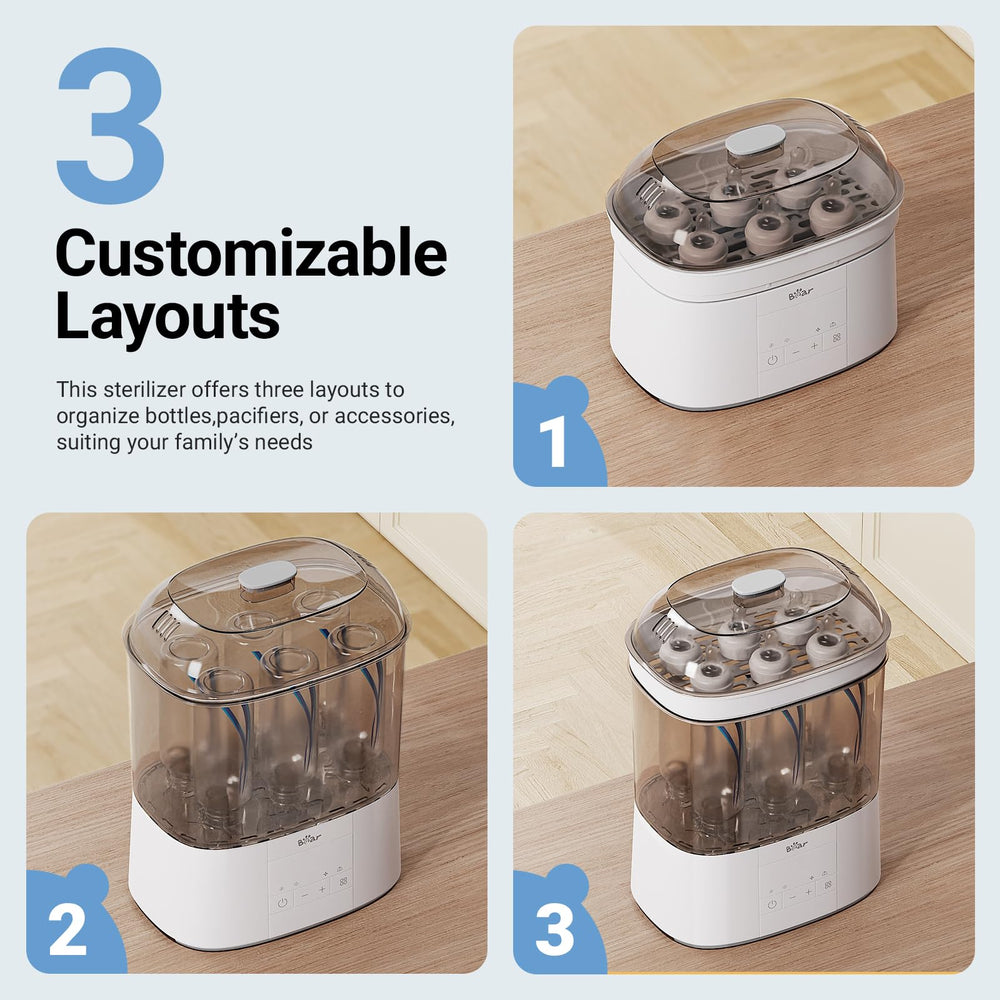 Bear Bottle Sterilizer compact design saves counter space in small kitchens.