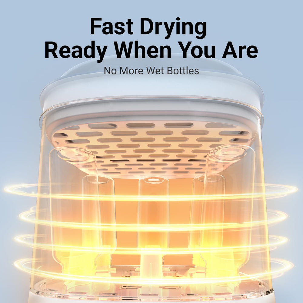 Bear Bottle Sterilizer HEPA-type filter delivers clean drying air for hygiene.