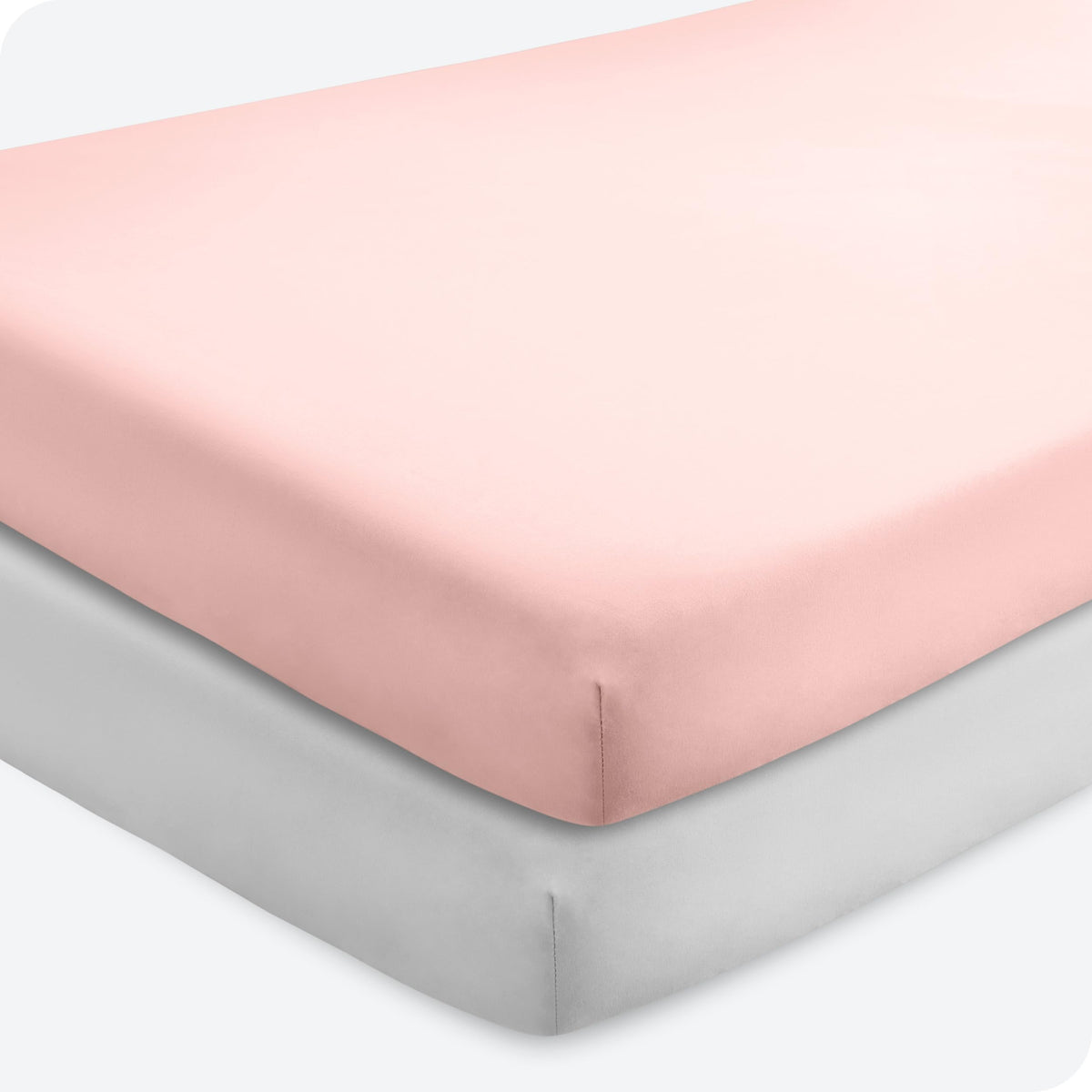 Bare Home 2-pack crib sheets packaging highlights soft microfiber and easy-fit design.