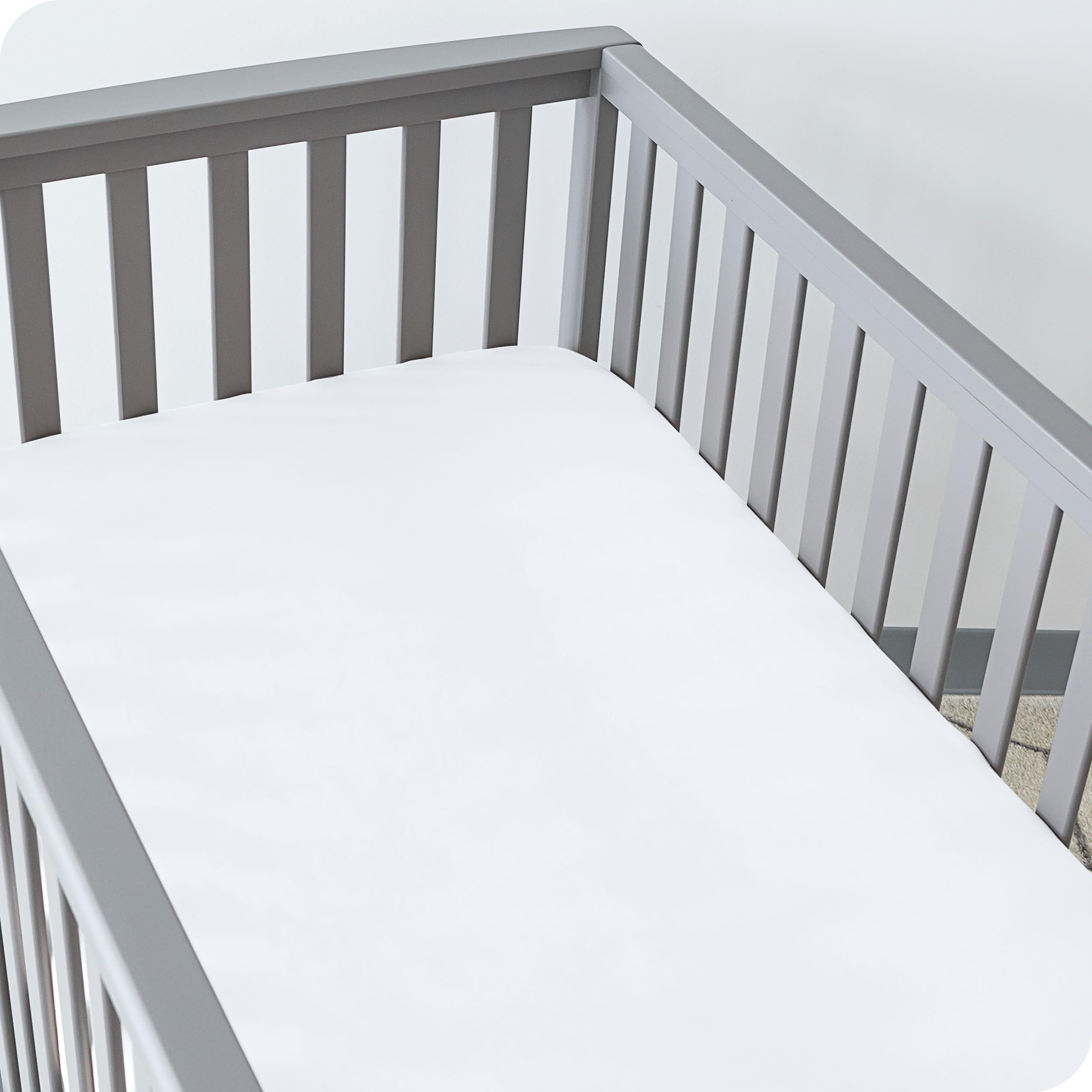 Bare Home crib sheet elastic edge close-up highlighting durable binding