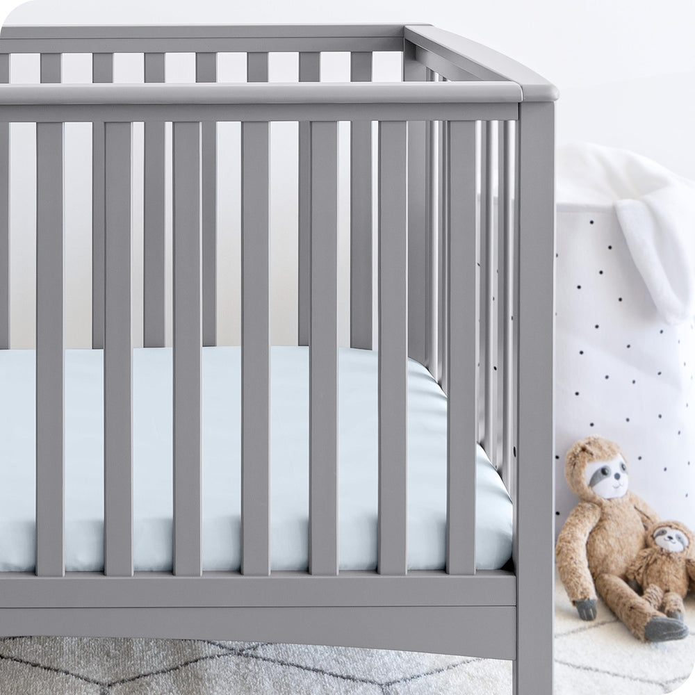 Bare Home sky blue close-up fabric showing soft, breathable texture for baby comfort